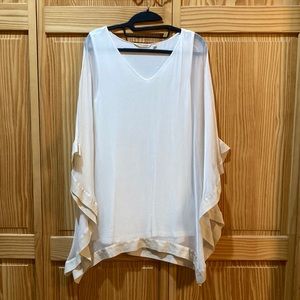 Soft Surroundings, elegant silk covered v-neck tank, cream, sz S.